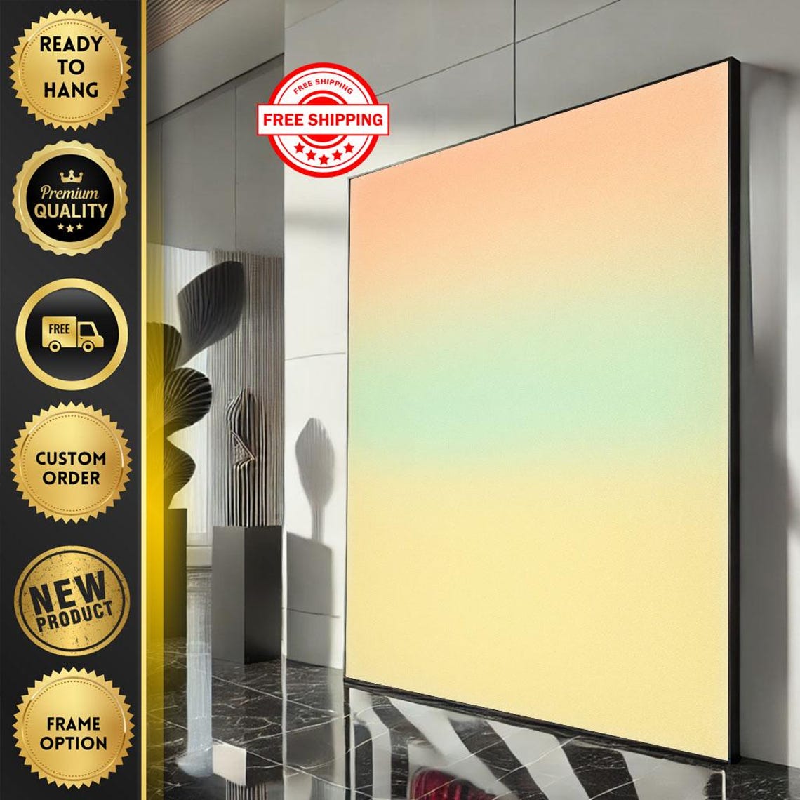 Pastel Peach Mint Ombre Gradient Soft Abstract Modern Art Poster