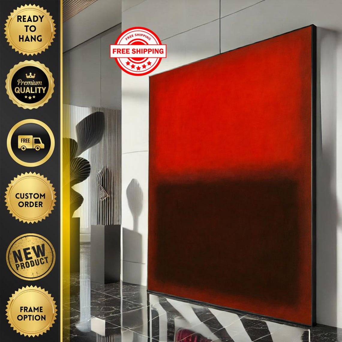 Mark Rothko Inspired Red and Black Bold Color Field Art Poster