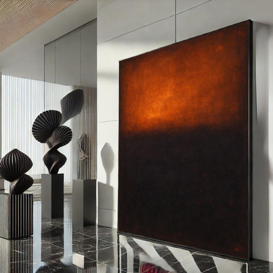 Rothko Style Burnt Orange And Black Color Field Abstract Poster