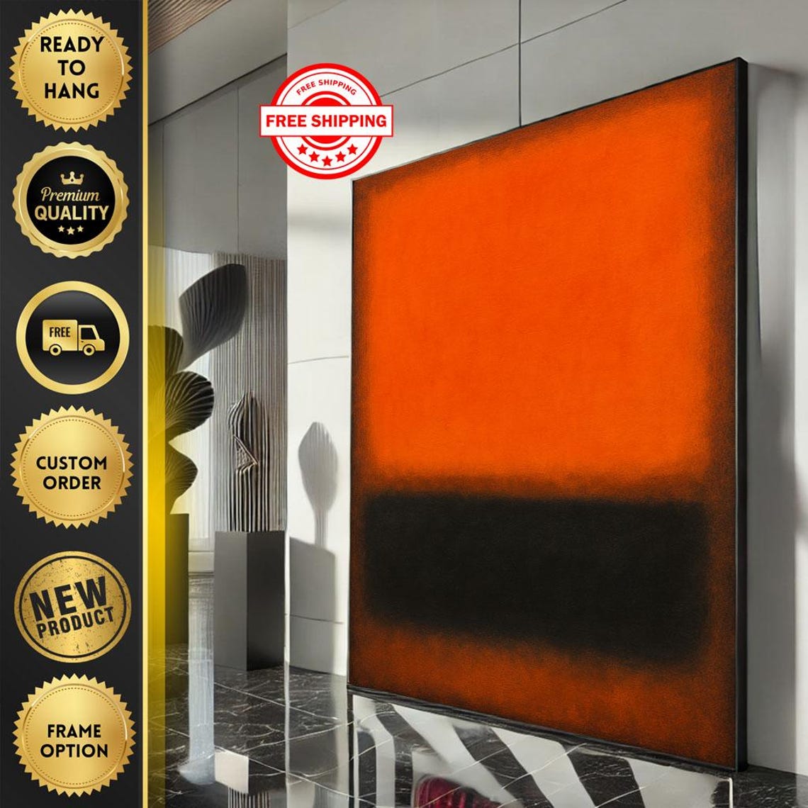 Mark Rothko Inspired Bold Orange And Black Color Field Poster