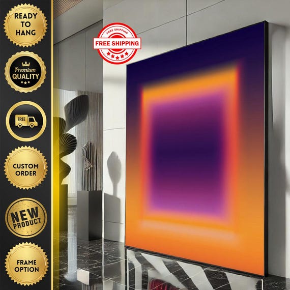 Mark Rothko Inspired Purple And Orange Canvas Bold Color Field Painting For Modern Living Room Decor Ready To Hang