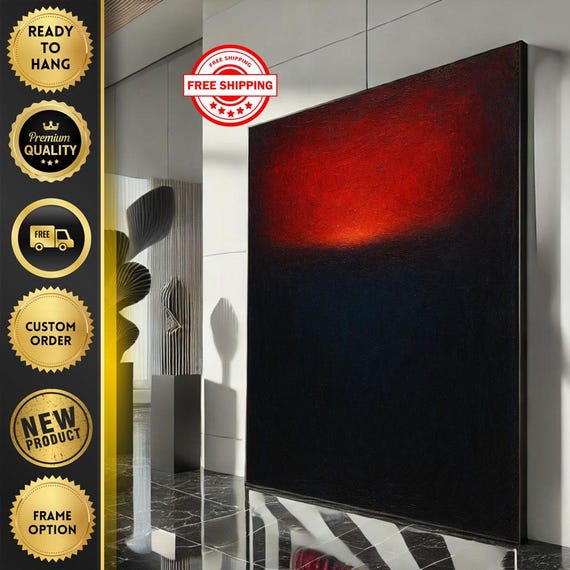Mark Rothko Inspired Red And Black Canvas Bold Color Field Painting Reproduction For Modern Living Room Decor Art Collectors