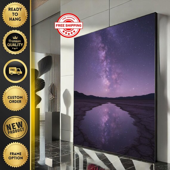 Starry Milky Way Night Sky Reflected On A Still Desert Pool Poster