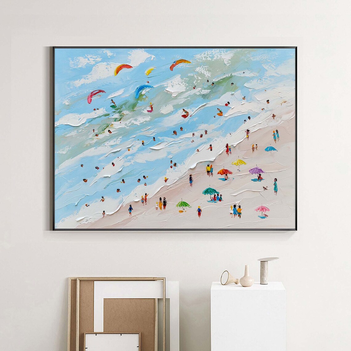 Blue Beach Abstract Painting, Summer Sea Art Print - Image 3