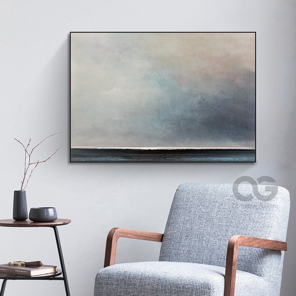 Large Sea Abstract Painting Ocean Painting On Original Sky Landscape Painting Sea Abstract Oil Painting Large Living Room Wall Art - Image 3