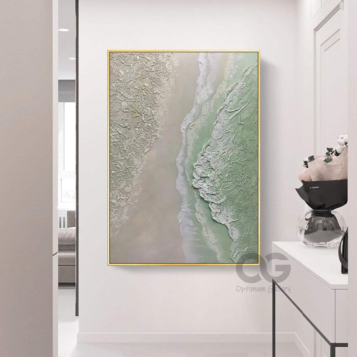 Abstract Green Beach Wave Art Print, Coastal Decor - Image 3