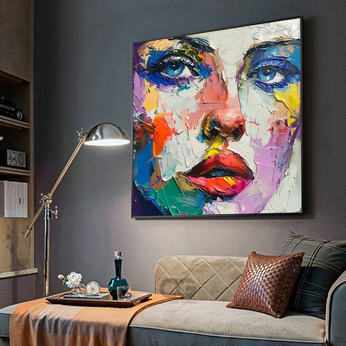Contemporary Abstract Woman Face Portrait Art Print - Image 2