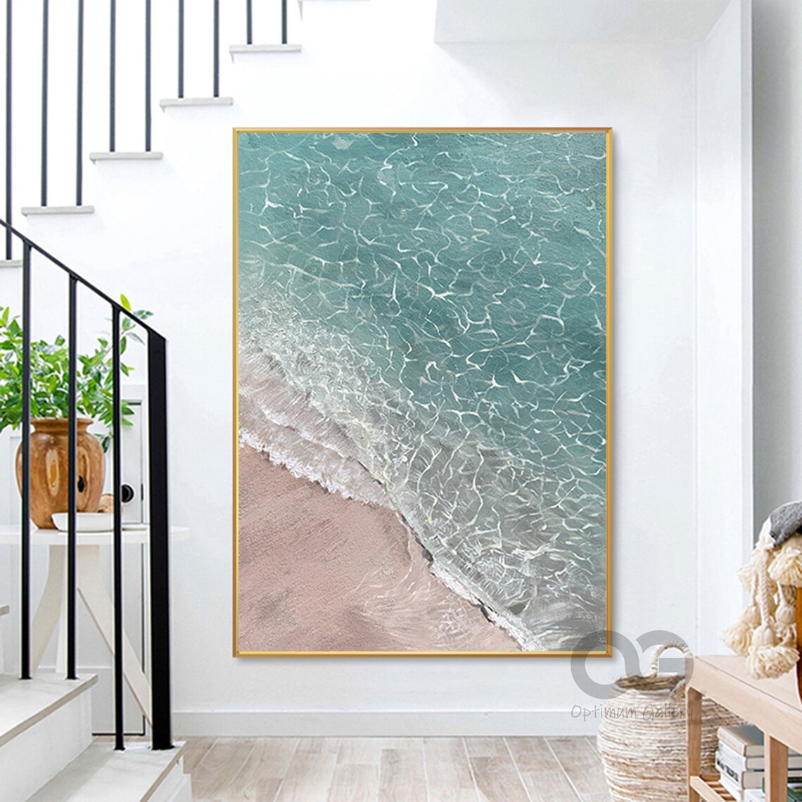 Ocean Abstract Acrylic Painting, Coastal Wall Print