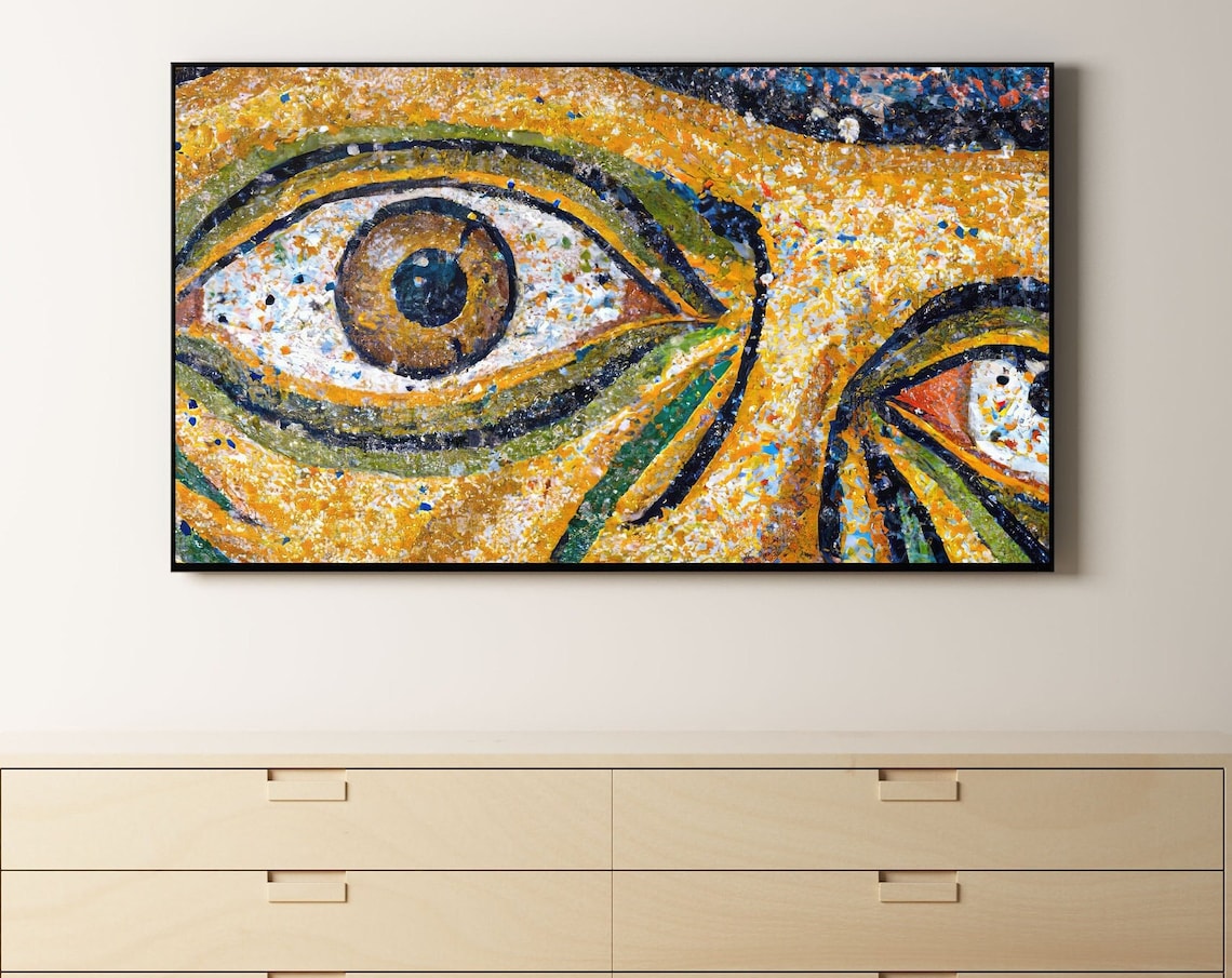 Roman Mosaic Art Print, Ancient Rome Closeup Of Eye