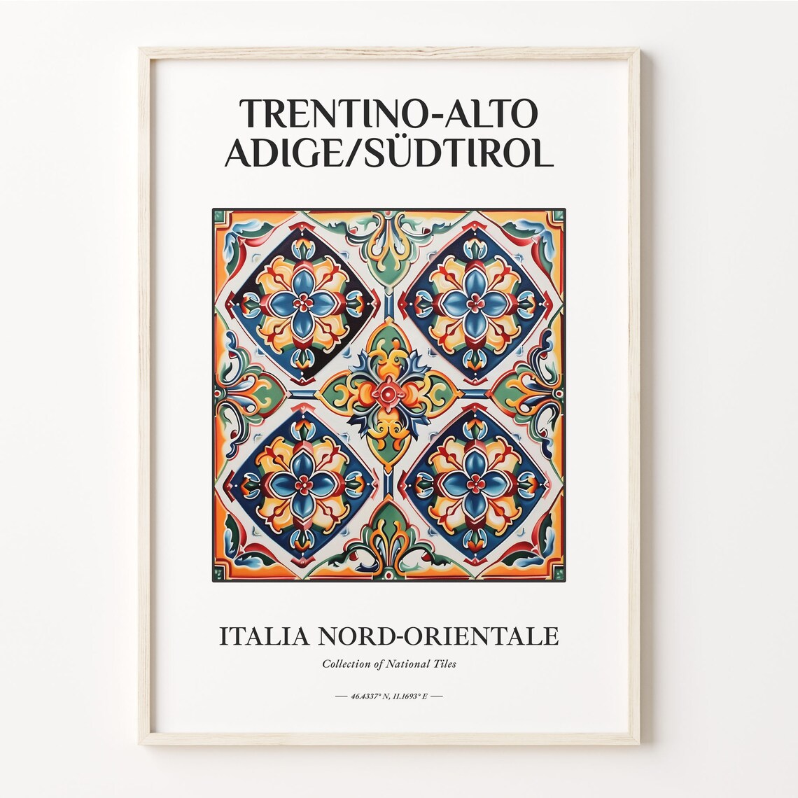Maiolica Tile Wall Art Print Trentino Alto Adigesdtirol Italy Decor Aesthetic Folk Poster For Living Room C32 602