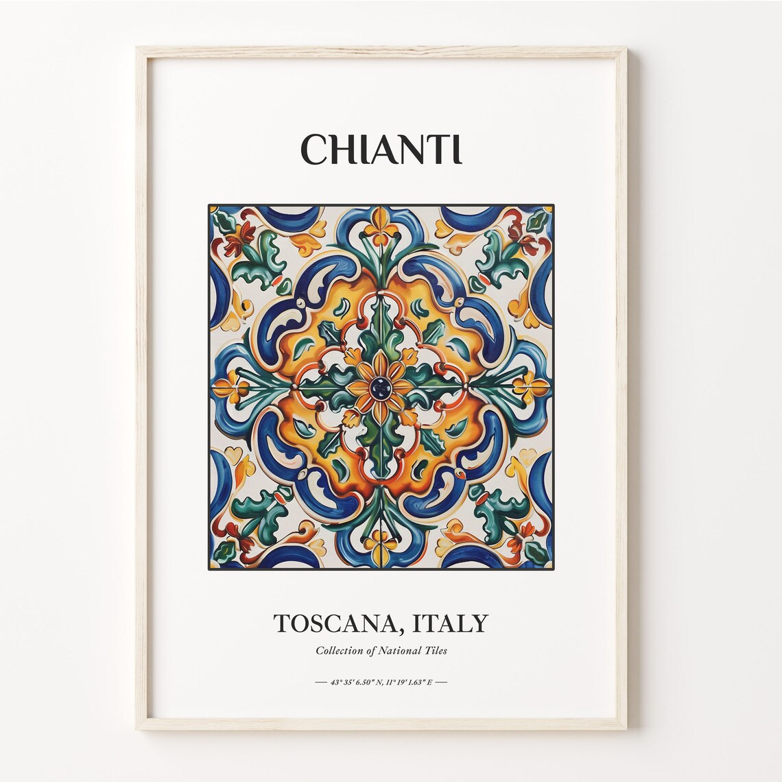 Chianti Toscana Italy Maiolica Floral Tile Art Aesthetic Poster