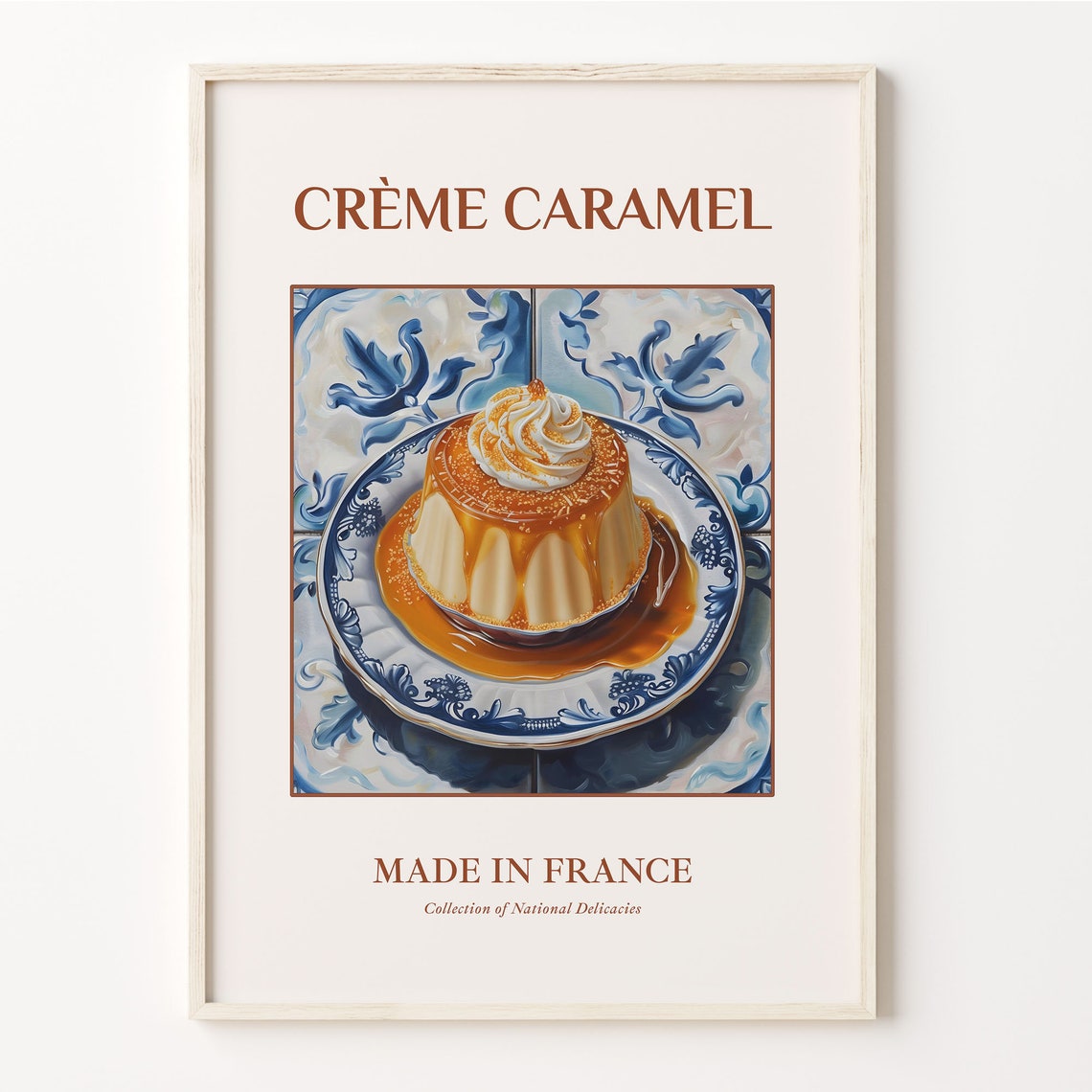 Creme Caramel Custard Dessert Vintage French Kitchen Wall Art