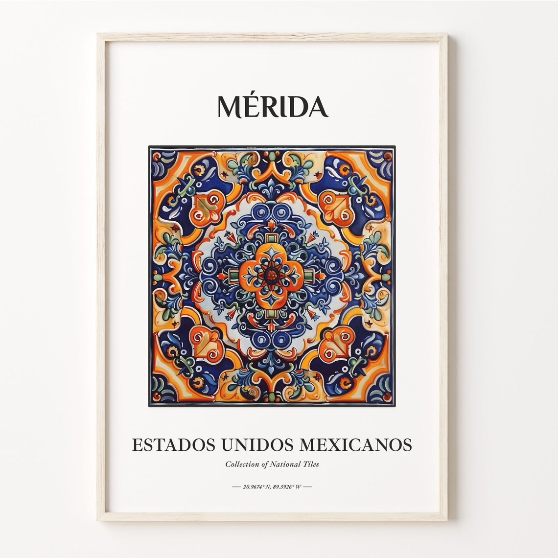 Mrida Mexico Tile Wall Art Aesthetic Traditional Decor Print Bedroom Poster Home Decor C32 549