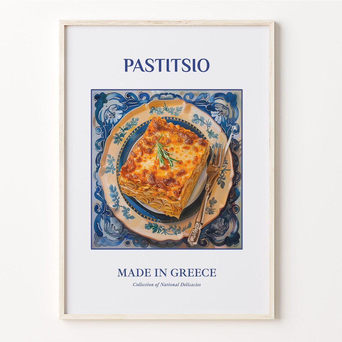 Pastitsio Greek Layered Pasta Bake Maiolica Tile Kitchen Art Poster