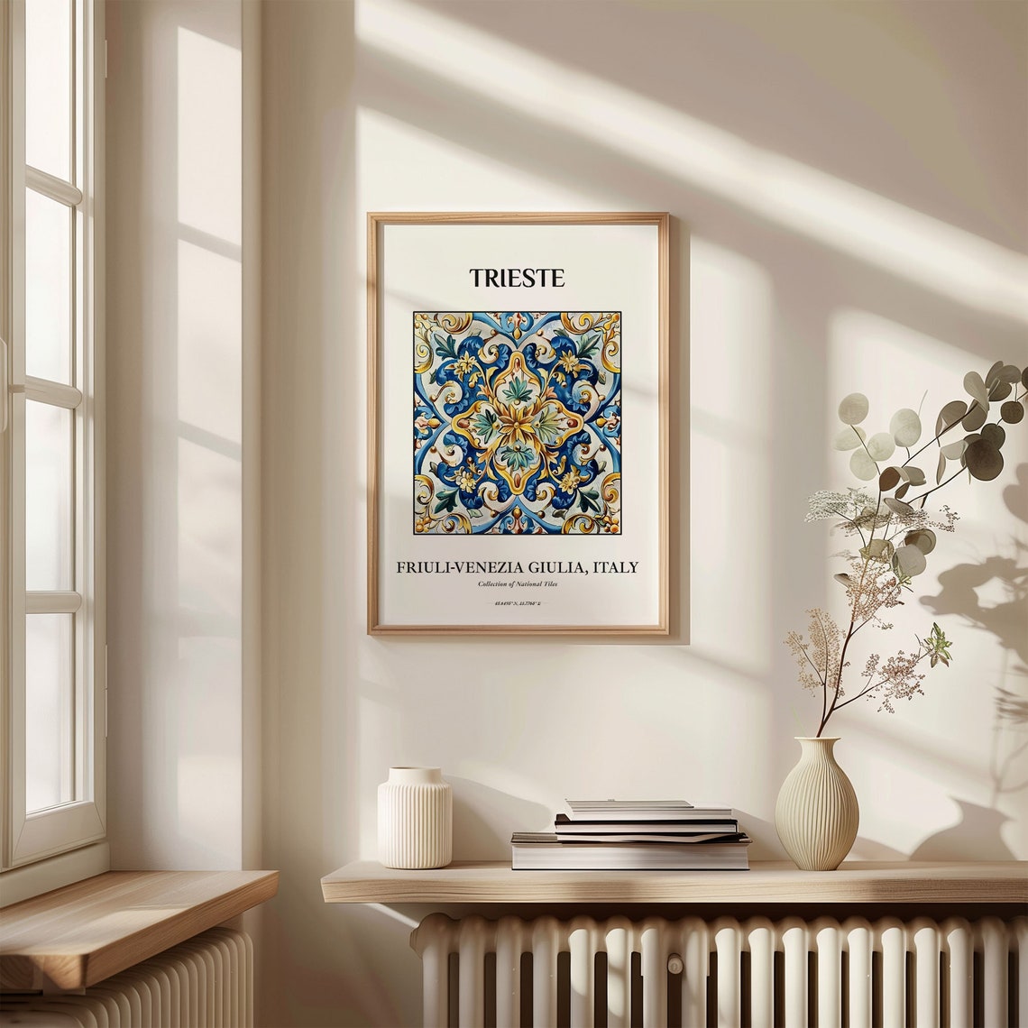 Trieste Italy Baroque Floral Traditional Tile Pattern Poster - Image 3