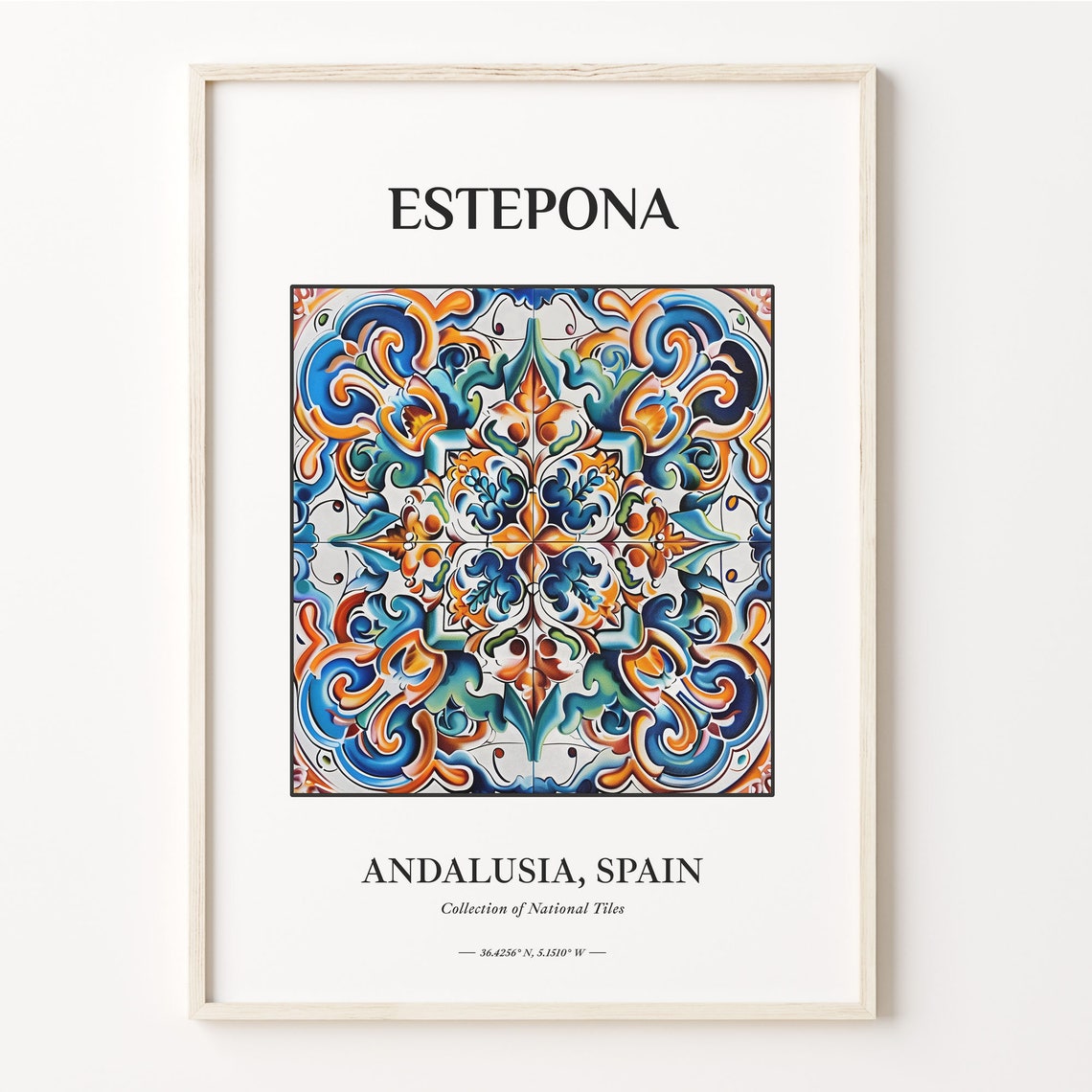 Estepona Andalusia Spain Blue Orange Tile Pattern Wall Poster