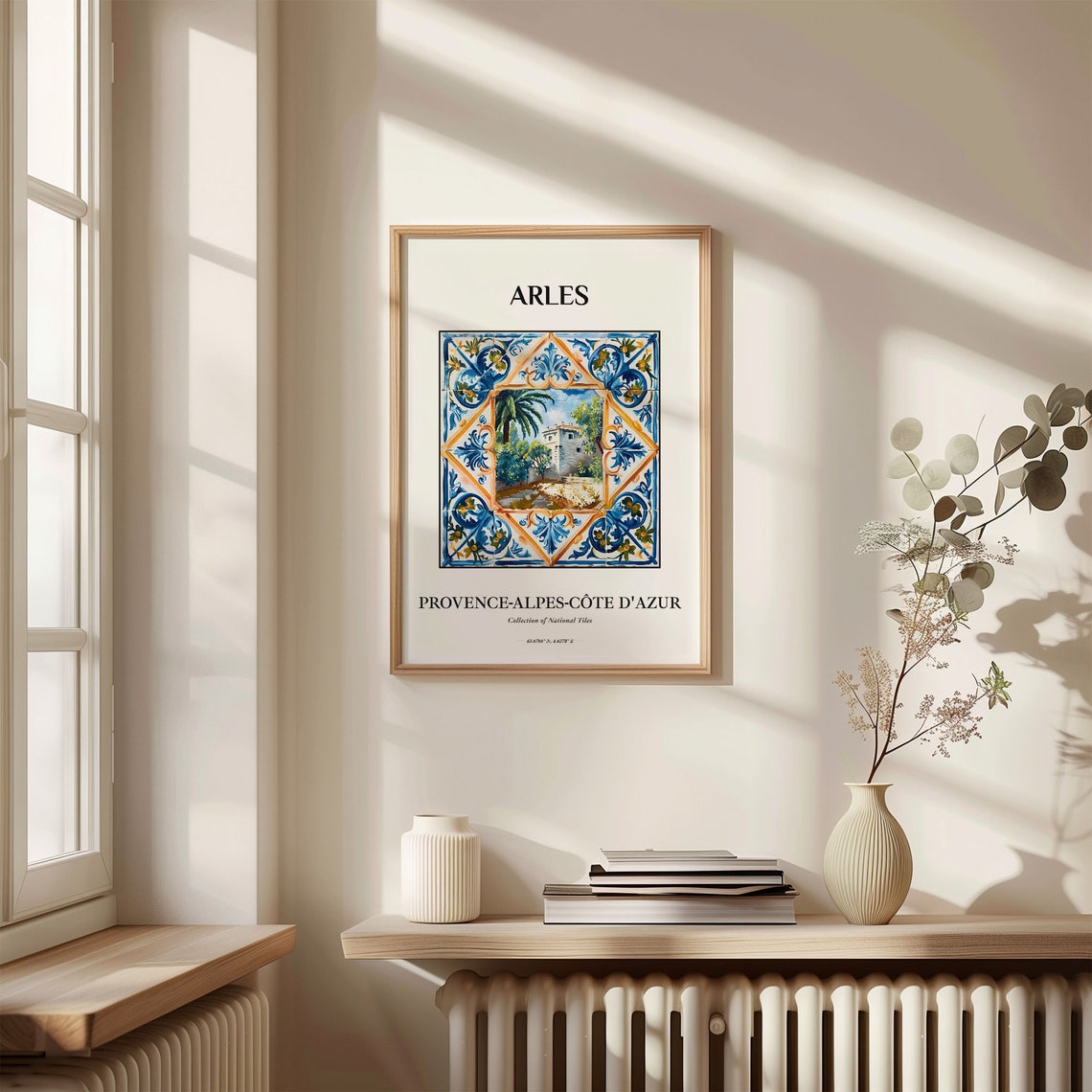 Arles Provence France Sunlit Villa Palm Tile Frame Art Poster - Image 3