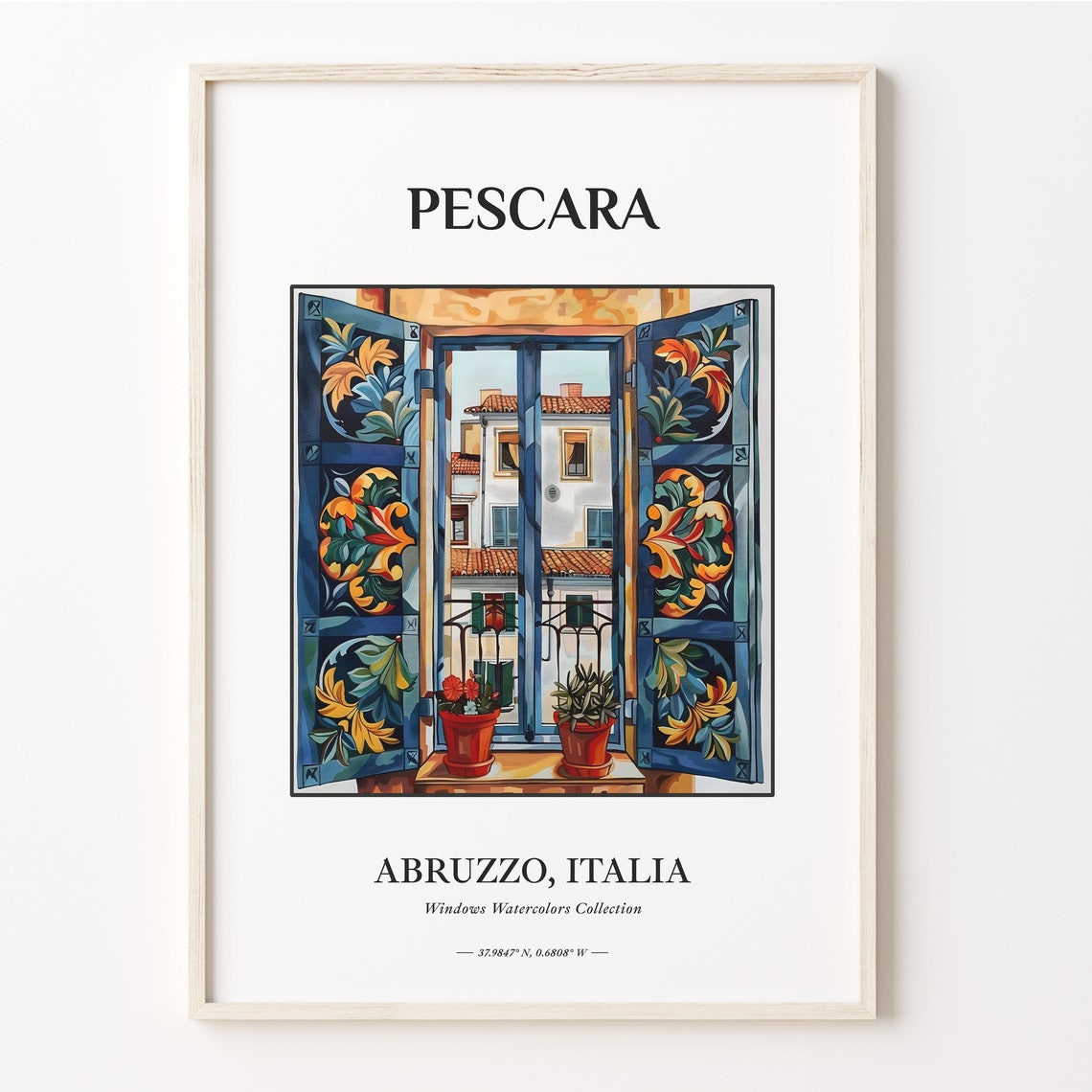 Pescara Italy Painted Shutters Window Plants Rooftop Art Poster
