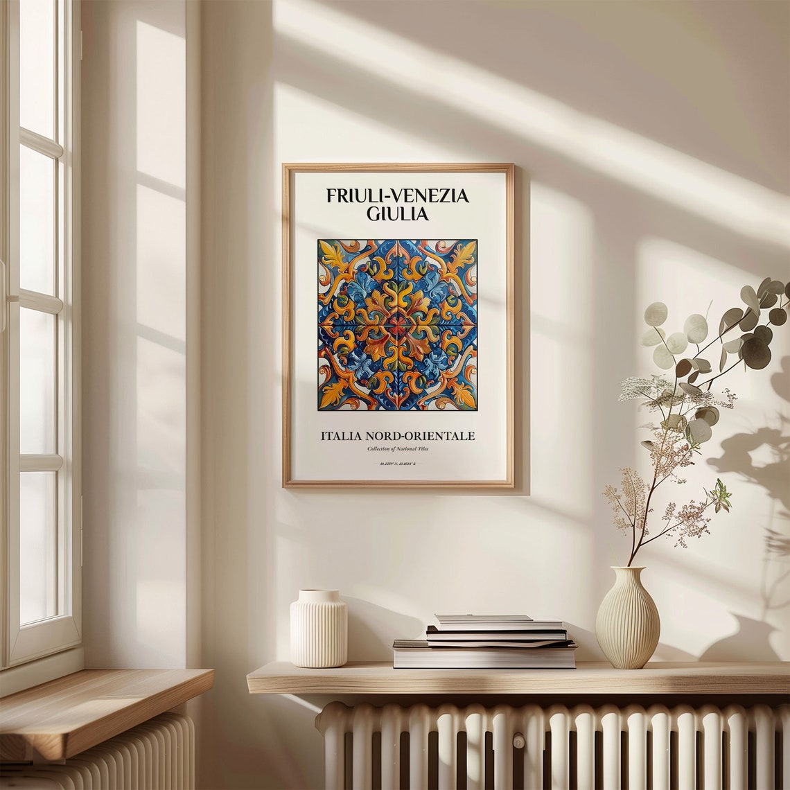 Friuli Venezia Giulia Italy Orange Blue Tile Home Decor Poster - Image 3