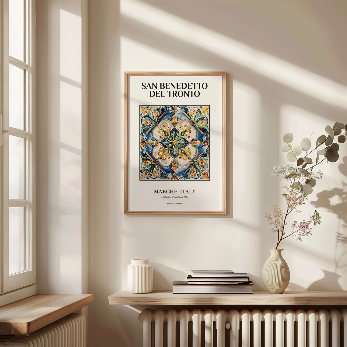 San Benedetto del Tronto Marche Italy Maiolica Tile Pattern Poster - Image 3