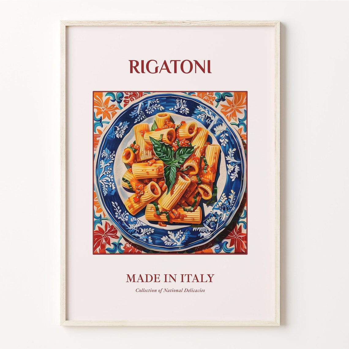 Rigatoni Italian Pasta Plate Maiolica Tile Style Kitchen Poster