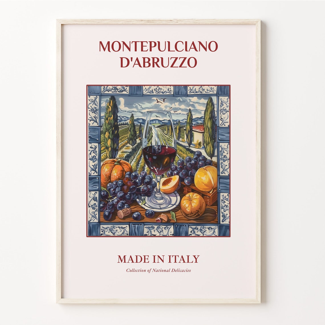 Montepulciano d'Abruzzo Italian Red Wine Vineyard Scene Wall Art