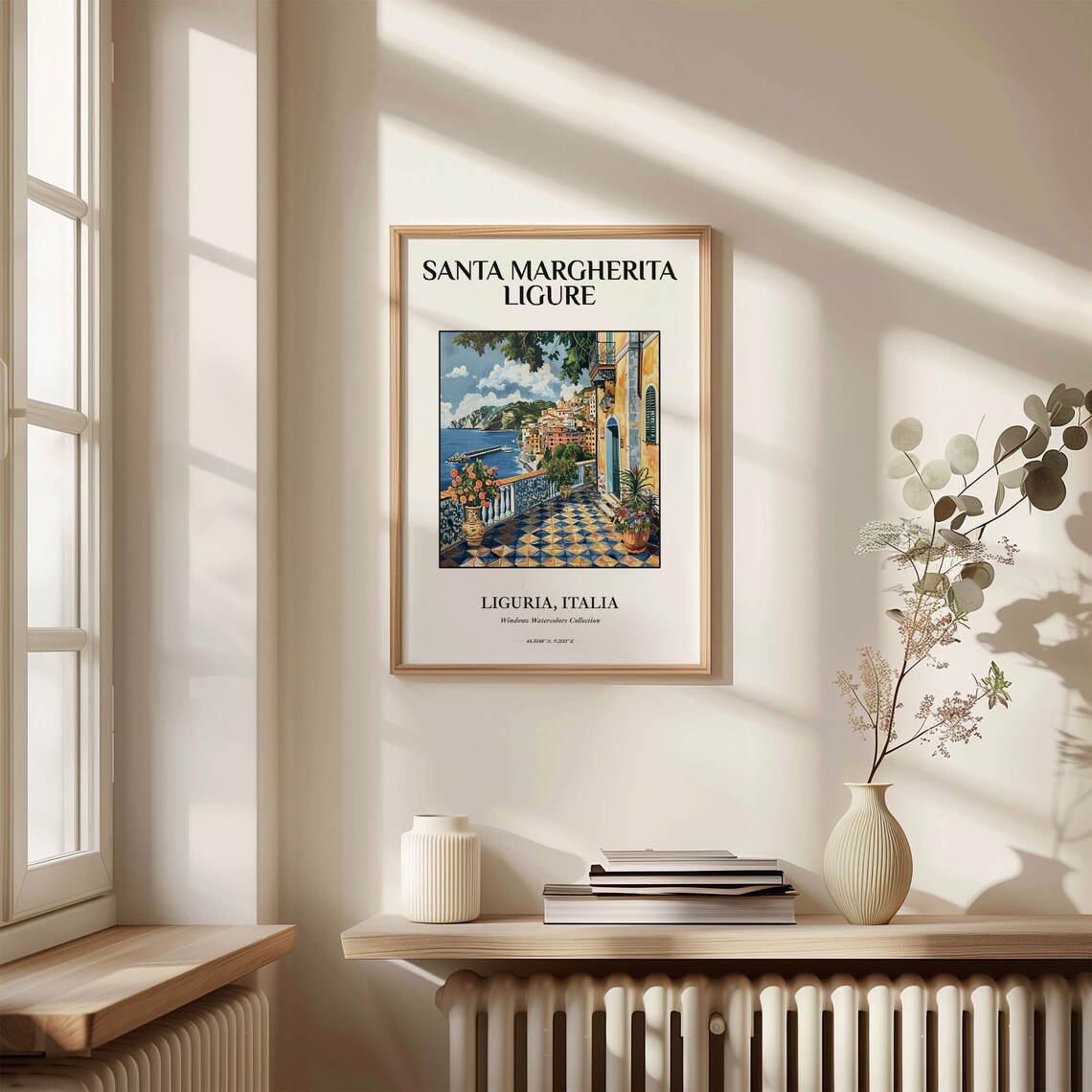 Santa Margherita Ligure Italy Seaside Terrace Watercolor Poster - Image 3