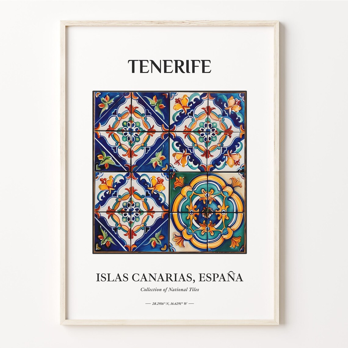 Tenerife Canary Islands Spain Floral Tiles Art Travel Poster