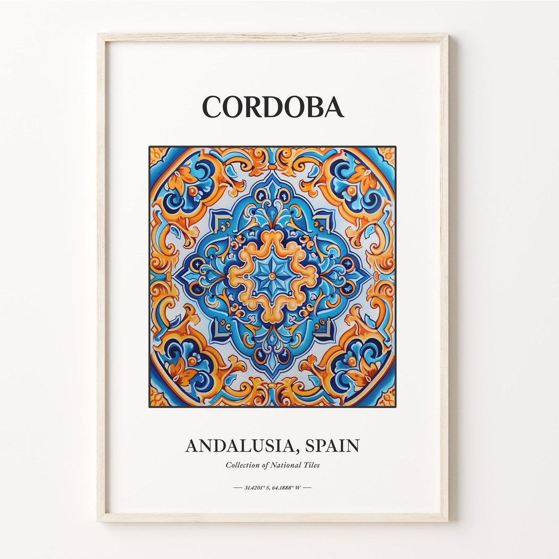 Cordoba Andalusia Spain Tile Poster with Moorish Medallion Design