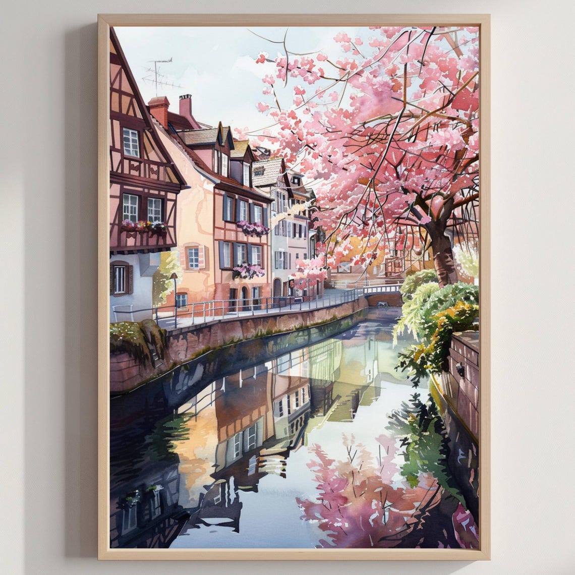 Colmar France Canal Half Timbered Houses Blossom Spring Poster