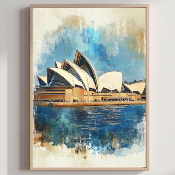 Sydney Opera House Australia Watercolor Travel Poster