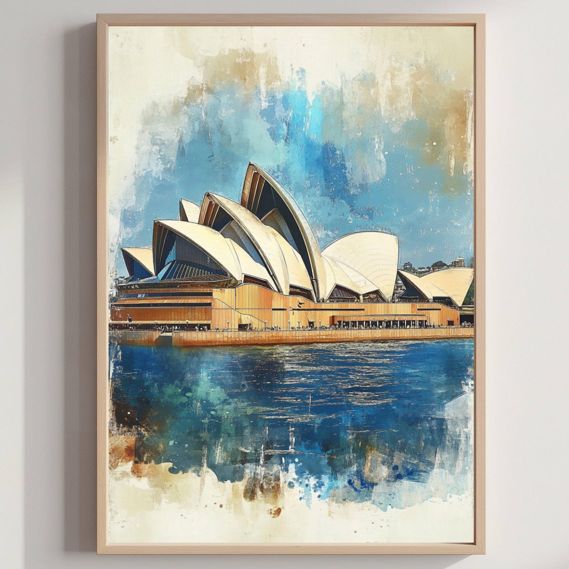 Sydney Opera House Harbour Blue Watercolor Landmark Art Poster