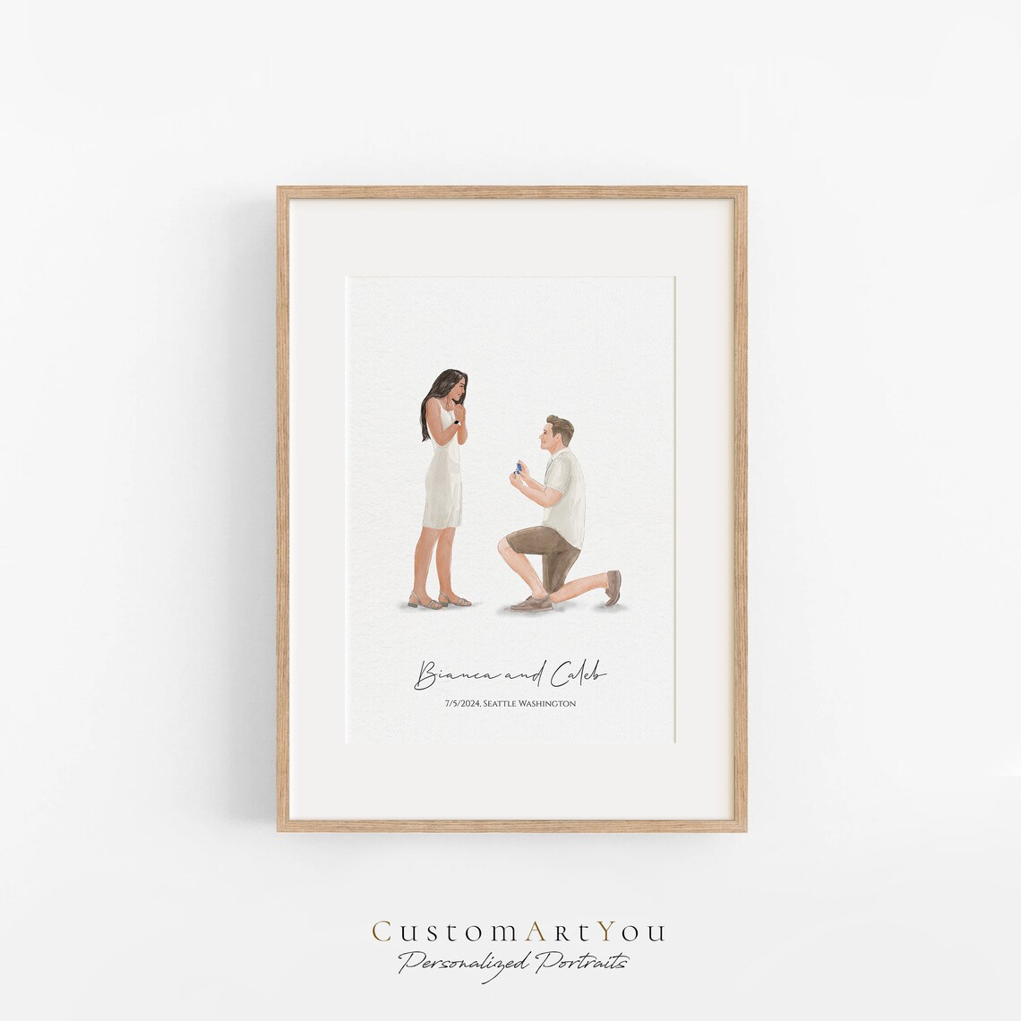 Custom Two Women Embracing Watercolor Portrait With Quote Art Poster - Image 2