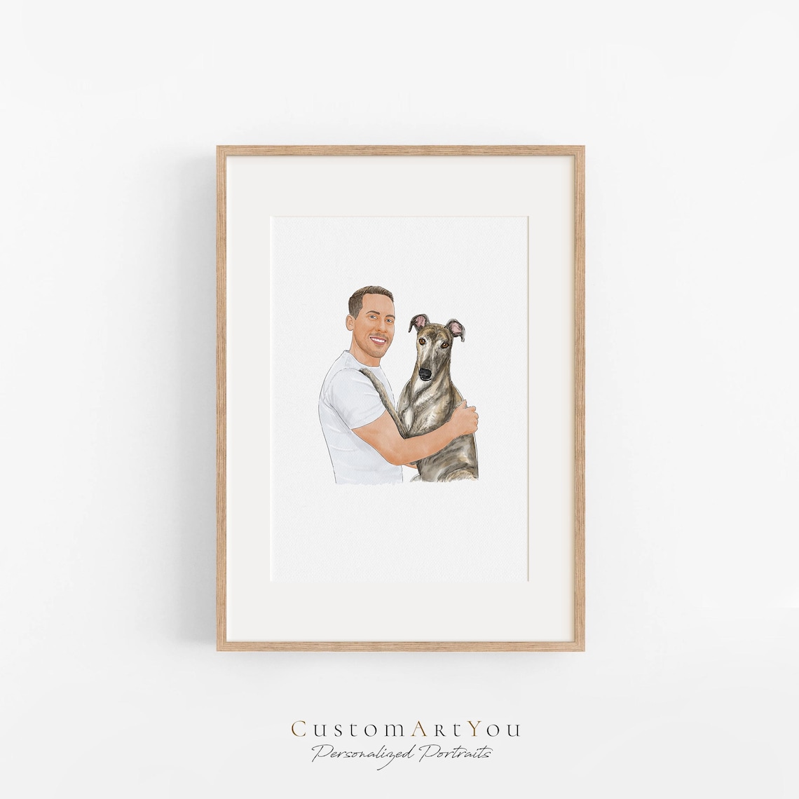 Woman Holding White Puppy Custom Watercolor Pet Portrait Poster - Image 3