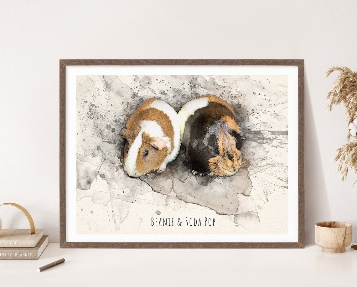 Pete Watercolor White Goat Portrait Custom Farm Pet Art Poster - Image 3