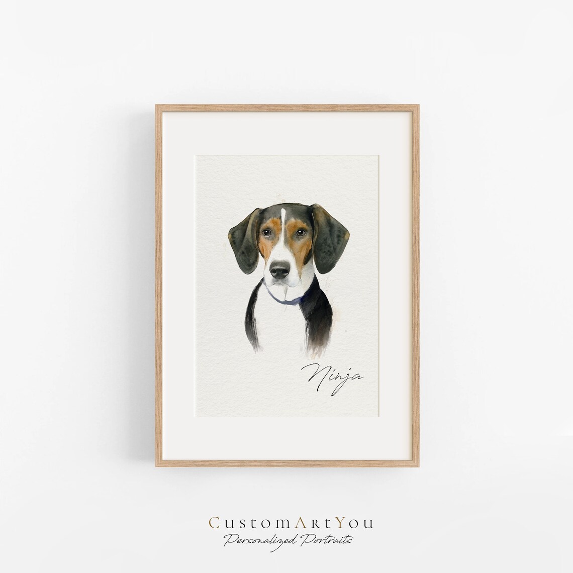 Roscoe Dragon and Ginger Three Pet Custom Watercolor Portrait Poster - Image 3