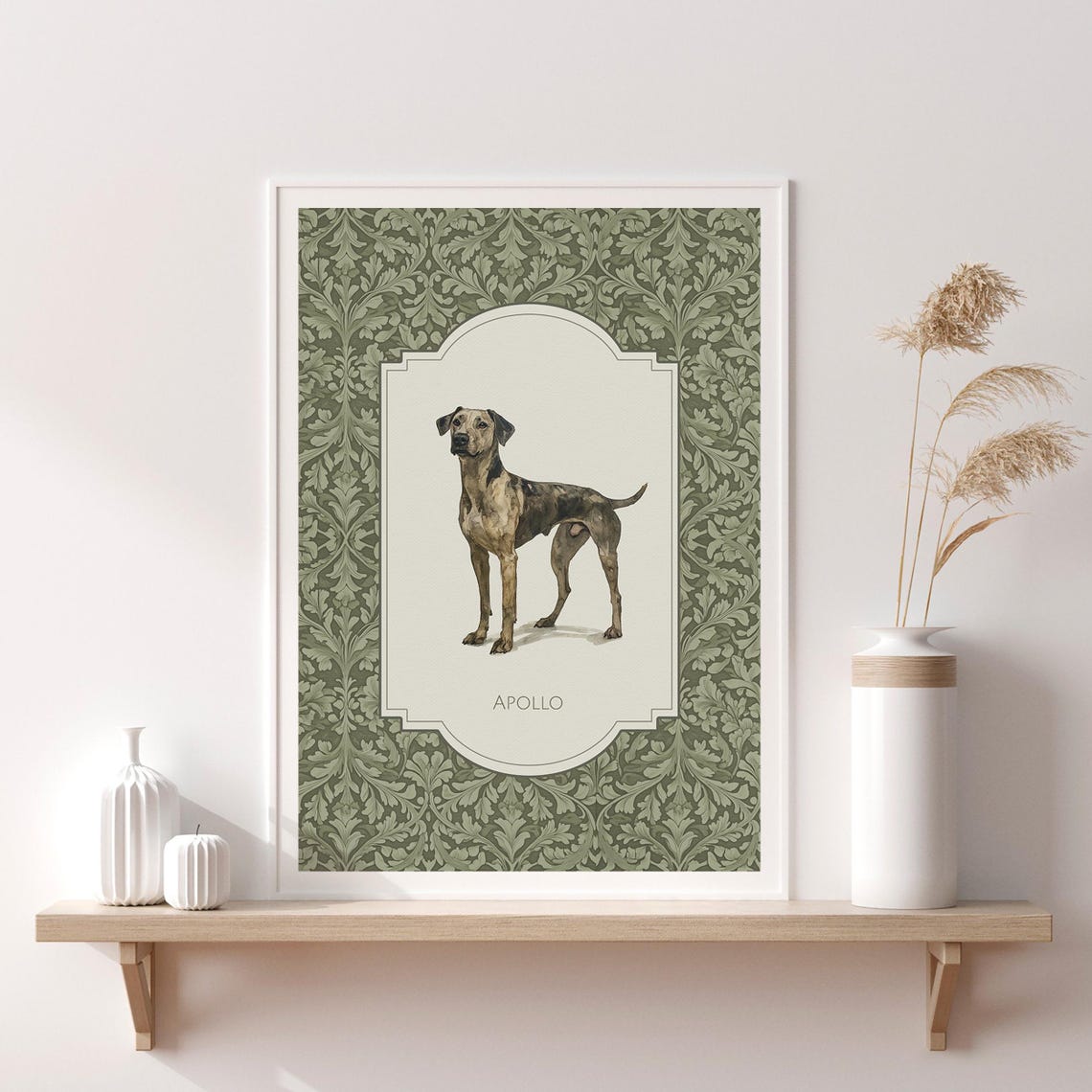Custom Dog Portrait Pet Painting From Photo Living Room Wall Art Pet Memorial Gift William Morris Print Great Dane Watercolor Painting - Image 4