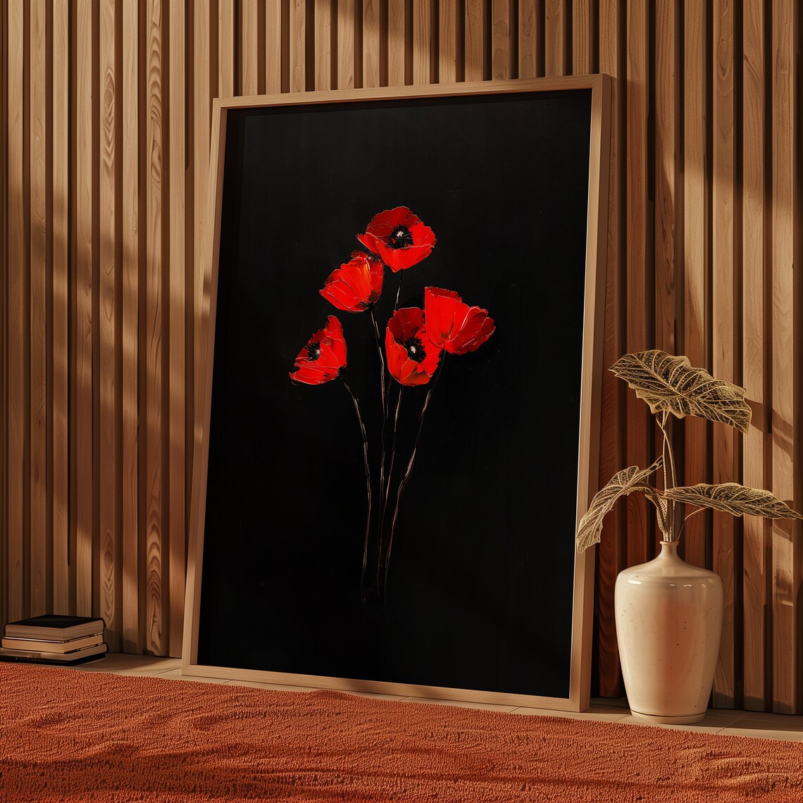 Vintage Red Poppy Oil Painting, Gothic Botanical Art Print - Image 4