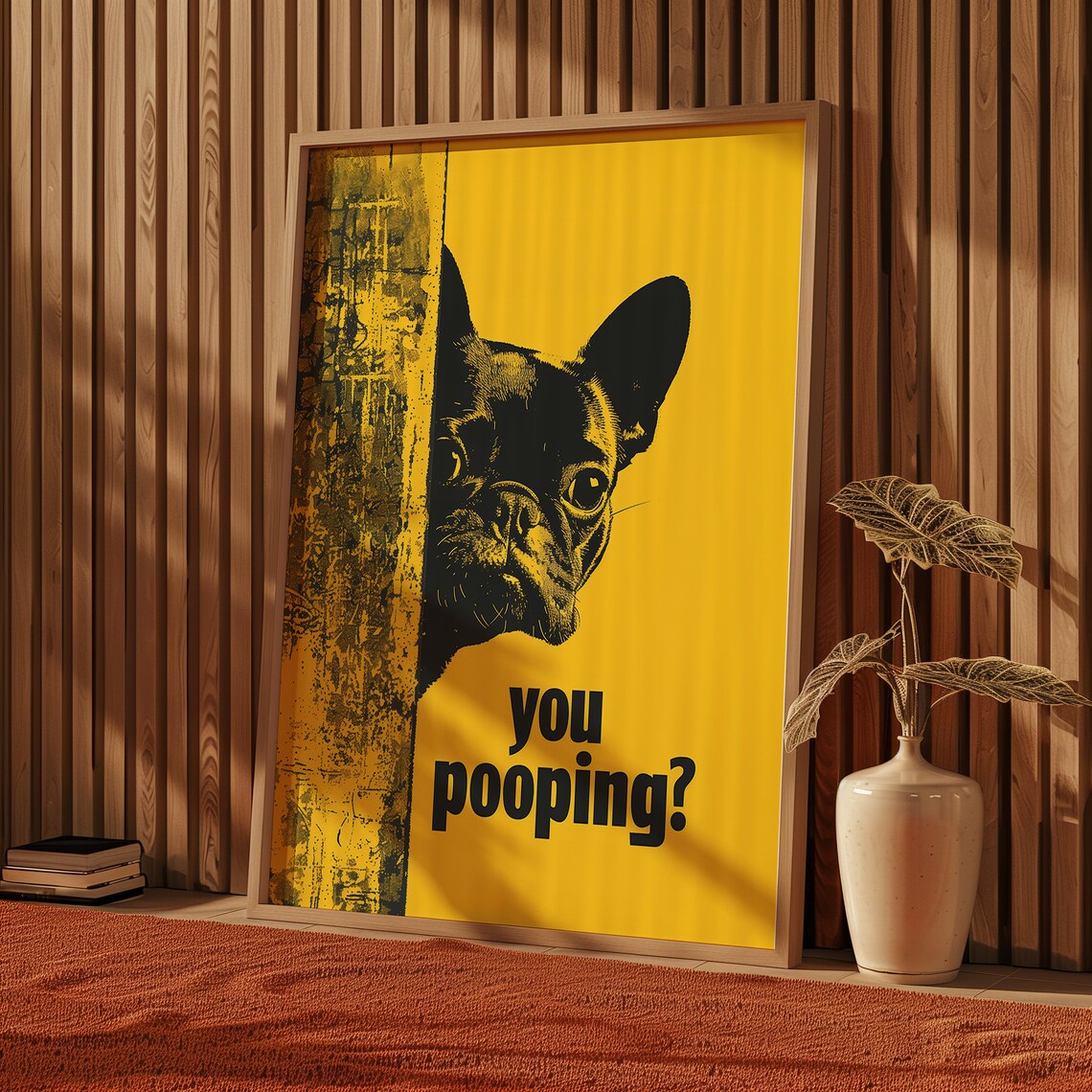 Funny Bulldog You Pooping Bathroom Vintage Poster - Image 5