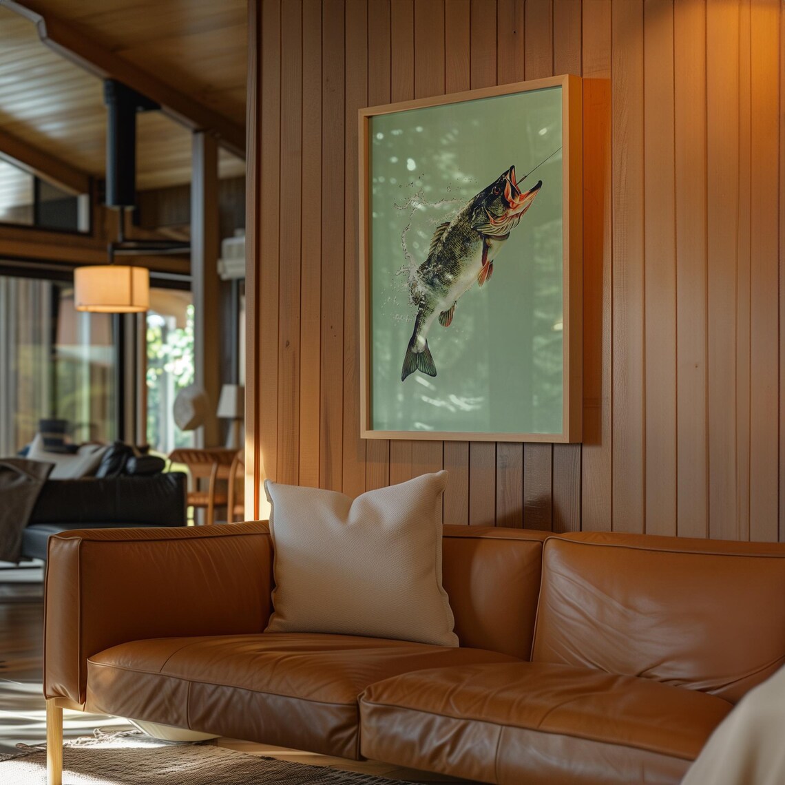 Vintage Bass Fishing Poster, Cabin Wall Decor - Image 2