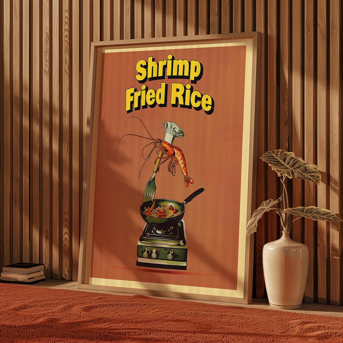 Shrimp Fried Rice Funny Retro Poster, Kitchen Decor - Image 4