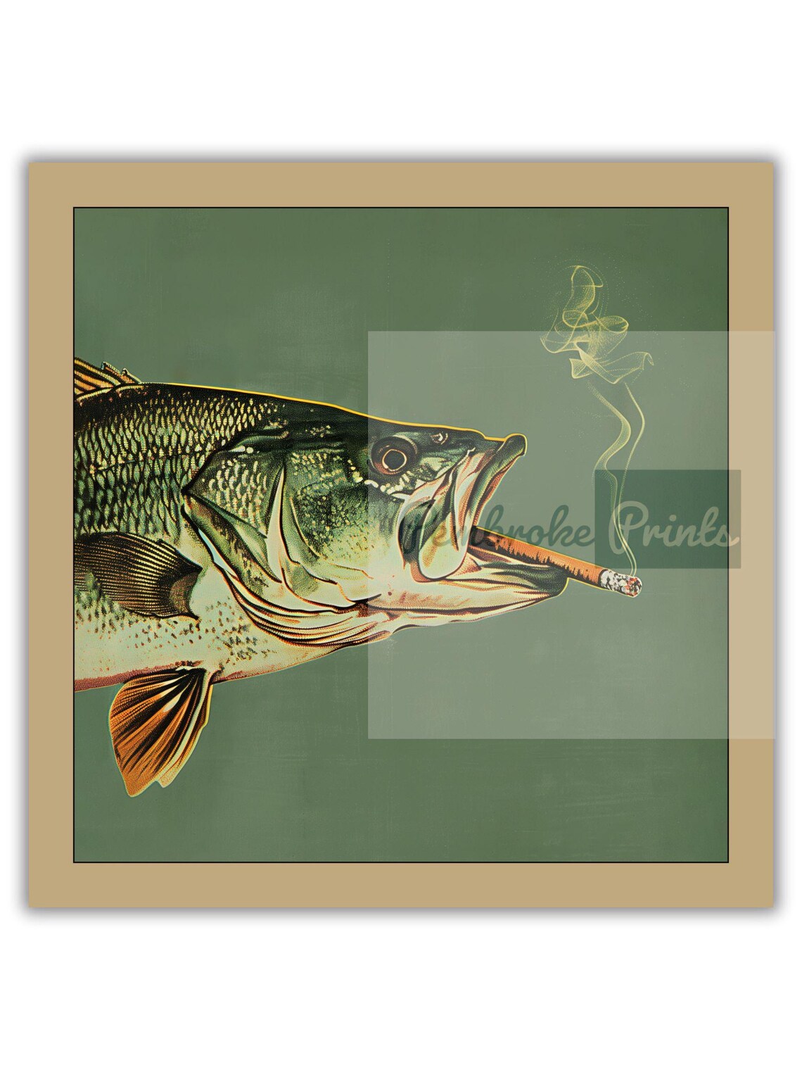 Bass Smoking A Cigarette Vintage Retro Art Print - Image 3