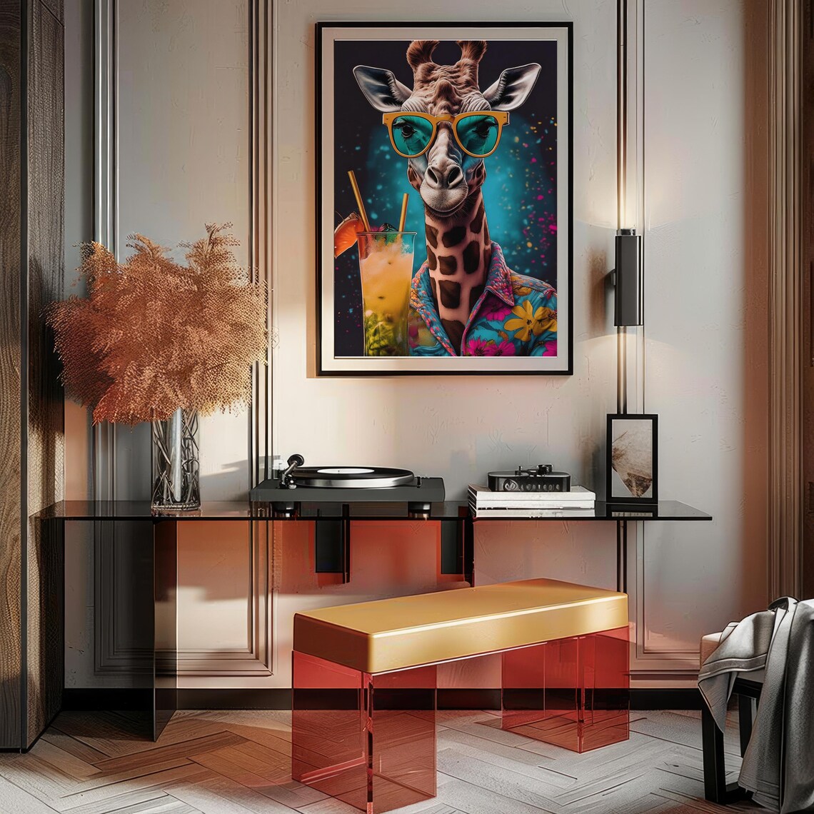 Funky Giraffe Pop Art Poster, Retro Safari Decor - Image 3