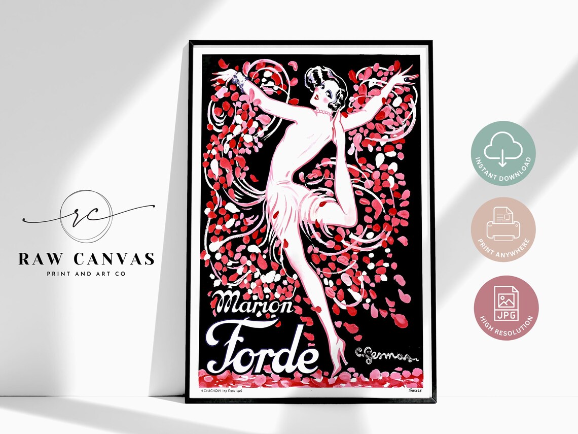 Vintage Art Deco Paris Cabaret, Retro Poster