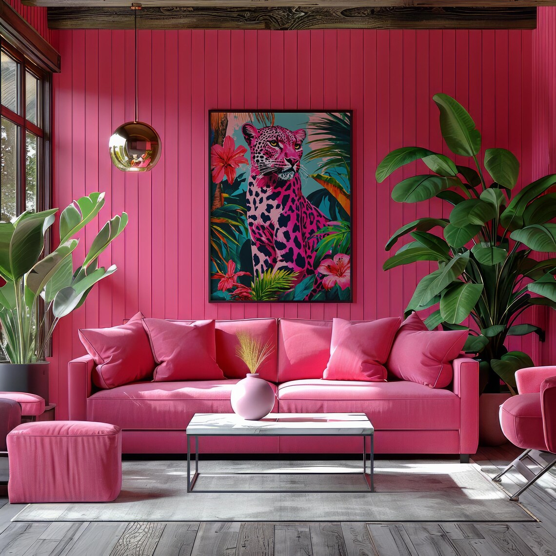 Pink Leopard Tropical Jungle Pop Art Poster - Image 3