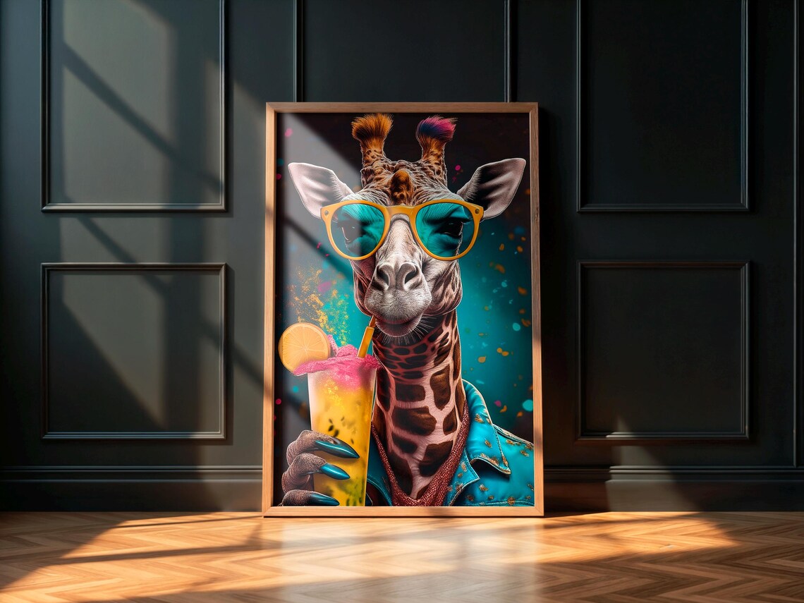 Funky Giraffe Pop Art Poster, Retro Safari Decor - Image 6