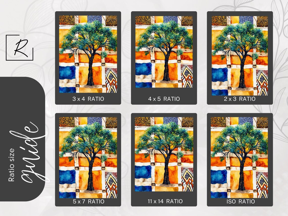 African Acacia Tree Boho Watercolor Art - Image 3