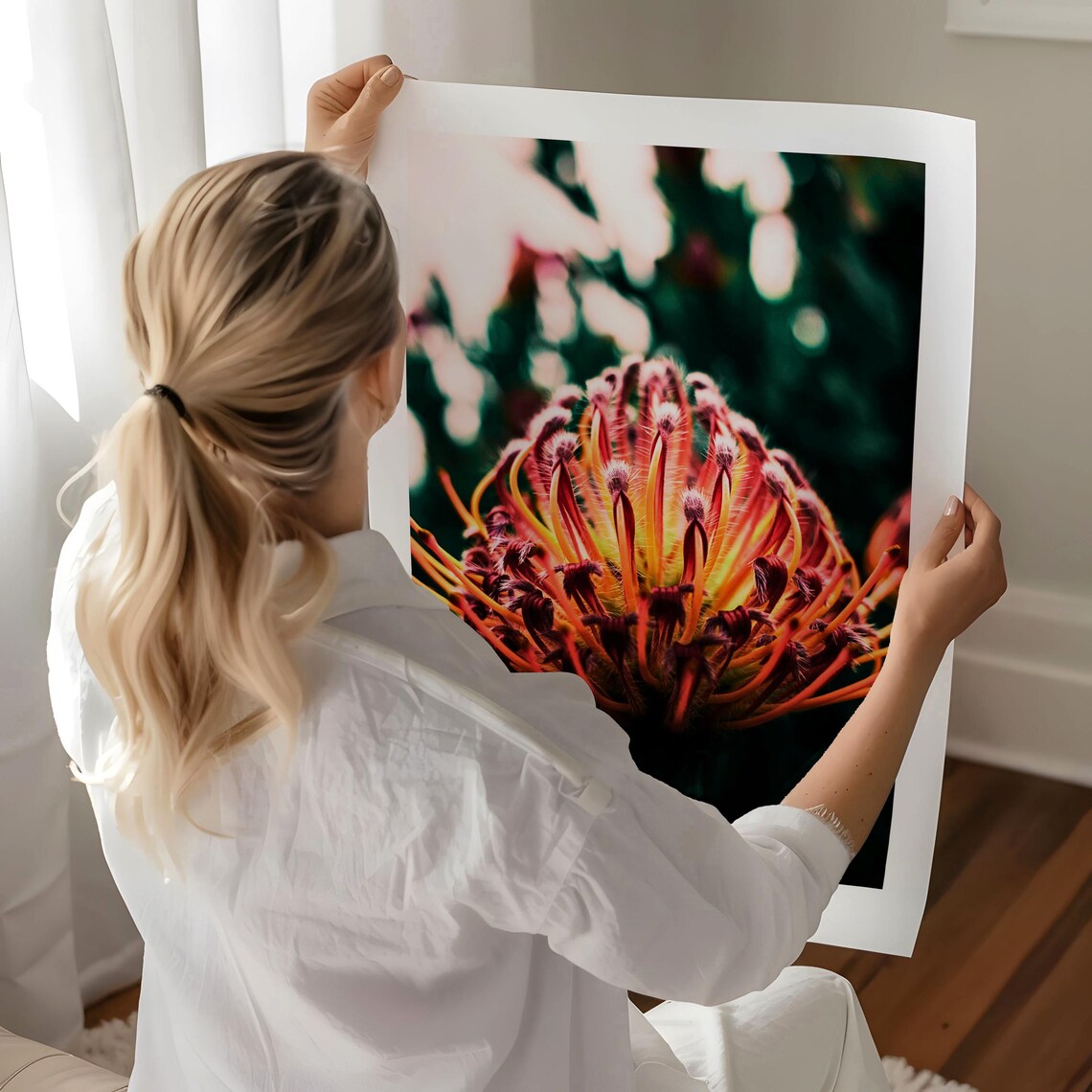Protea Botanical Photography, Moody Flower Art Print - Image 4