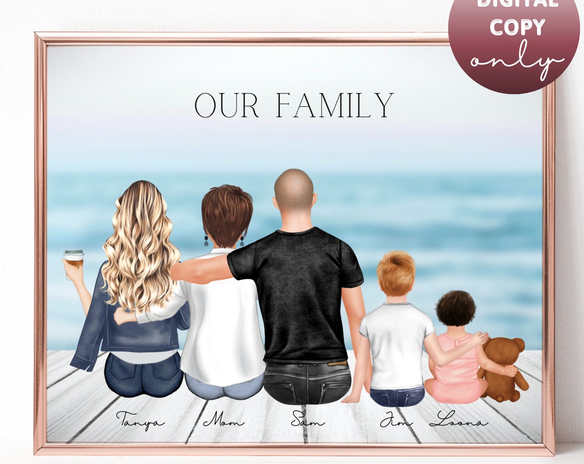 Our Family Five Dock Seaside Custom Personalized Portrait Poster
