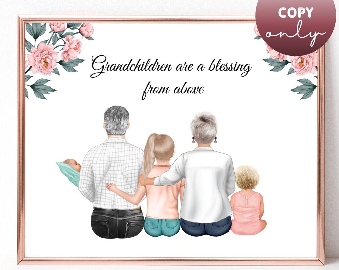 Grandma Gift Mothers Day Gift Grandparents Gift Grandmother Print Family Portrait Personalized Gift Grandpa Gifts For Grandpa Grandfather 2
